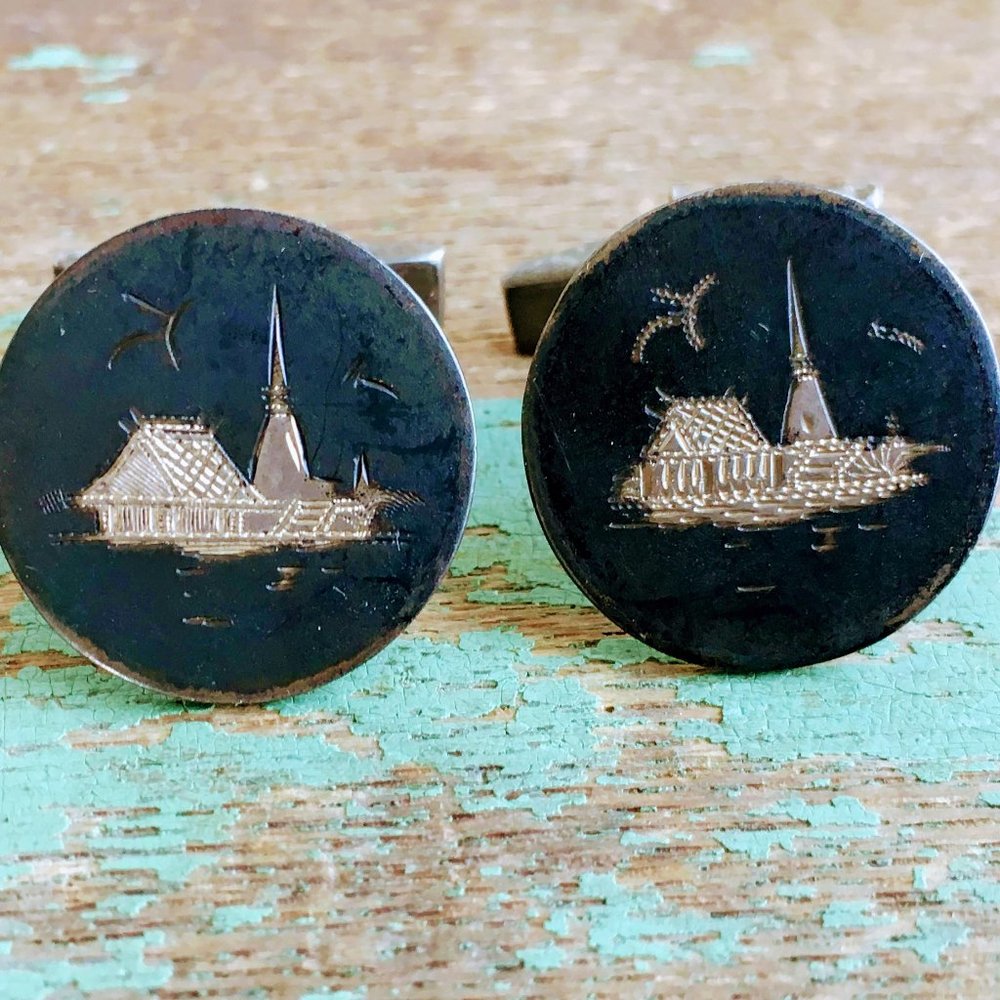 Vintage Sterling Silver Cufflinks Siam Sterling